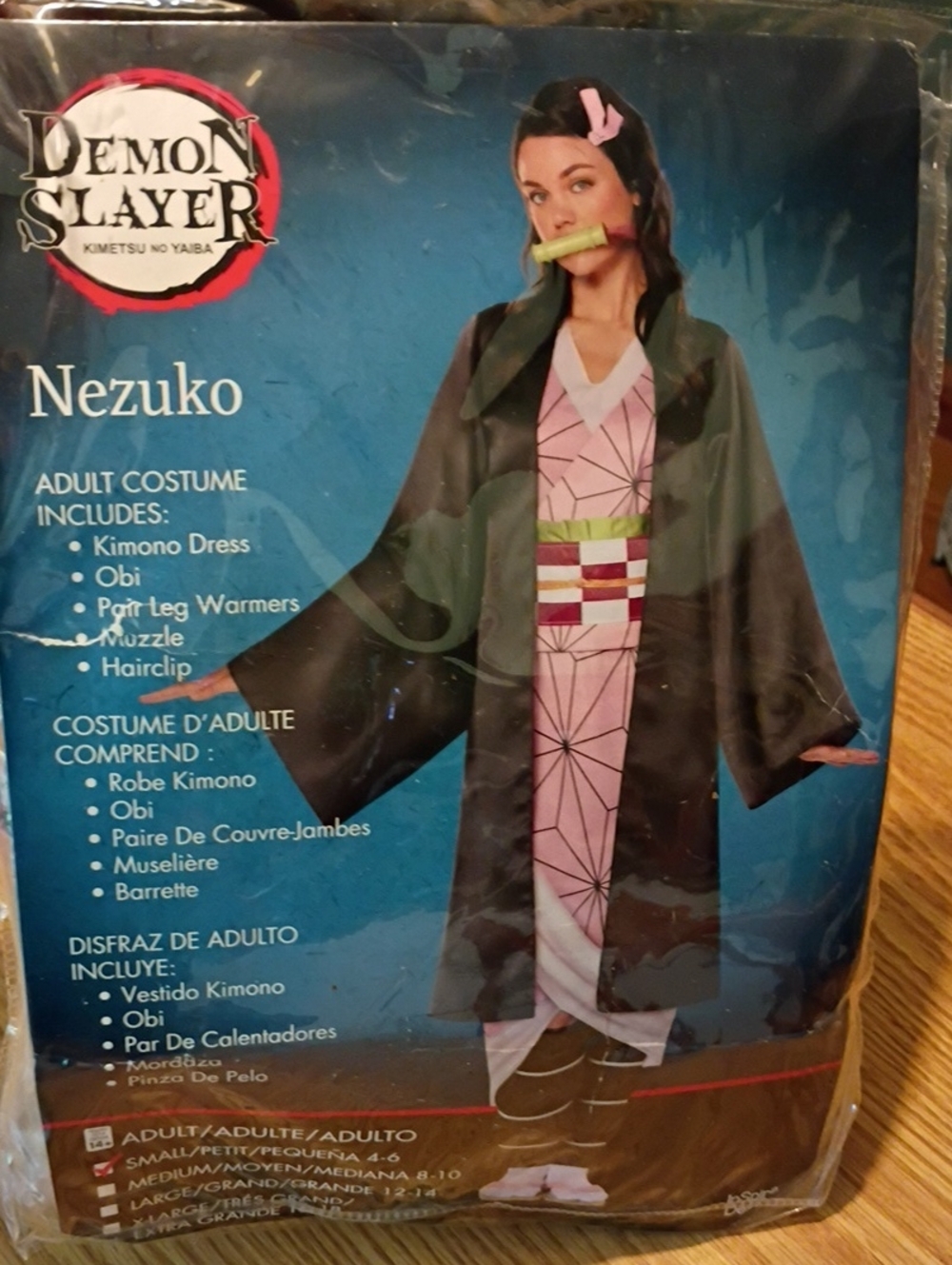 Nezuko  Adult Size Small 4-6 Costume - Pink Kimono with Green Obi ()